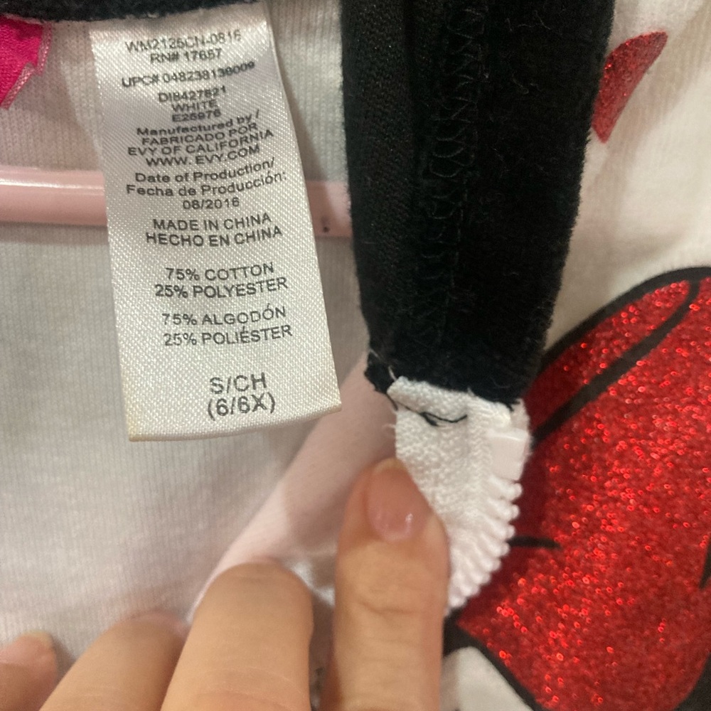 Disney Minnie Mouse velour black & white hoodie 6 - Picture 5 of 5